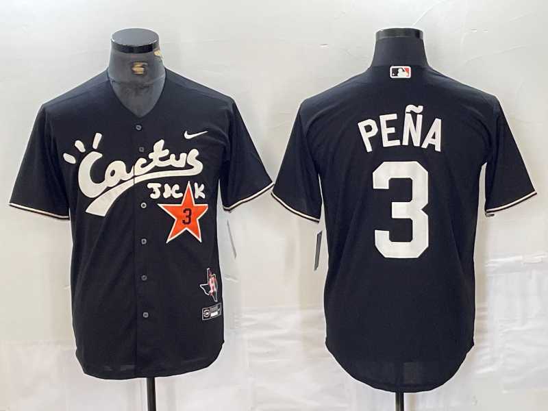 Men%27s Houston Astros #3 Jeremy Pena Black Cactus Jack Vapor Premier Stitched Baseball Jersey->detroit tigers->MLB Jersey